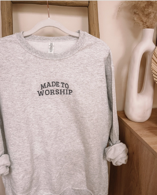 Embroidered Made To Worship Minimalistic Sweatshirt