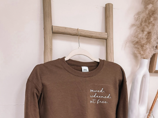 Embroidered Saved. Redeemed. Set Free. Sweatshirt